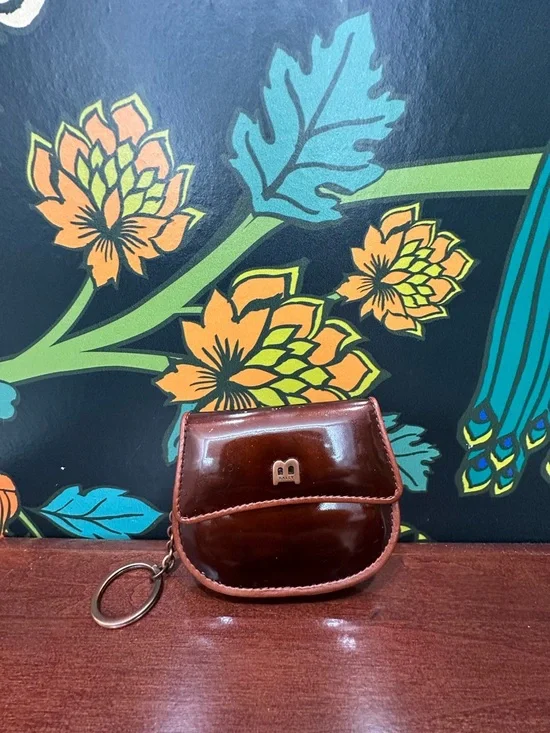 Vintage Bally Patent Leather Coin Pouch Key Ring Y2K Brown - Picture 4 of 10